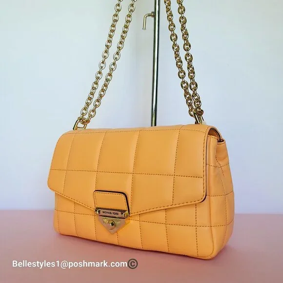 MICHAEL KORS Soho Quilted Smooth Leather Shoulder Bag- Cantaloupe color ⭐